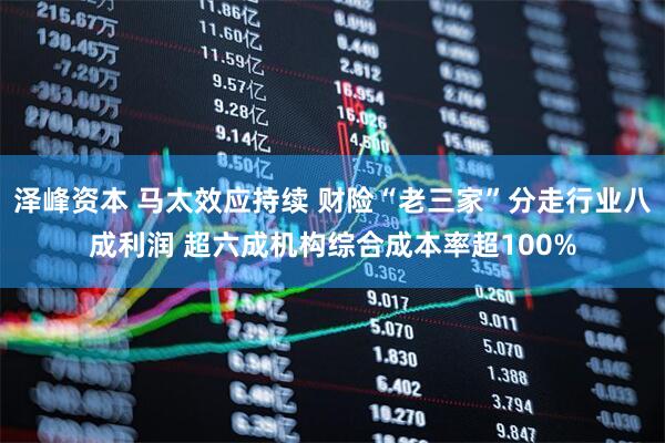 泽峰资本 马太效应持续 财险“老三家”分走行业八成利润 超六成机构综合成本率超100%