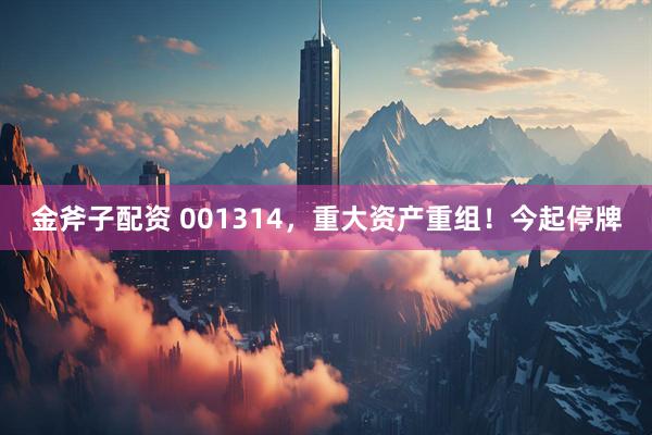 金斧子配资 001314，重大资产重组！今起停牌